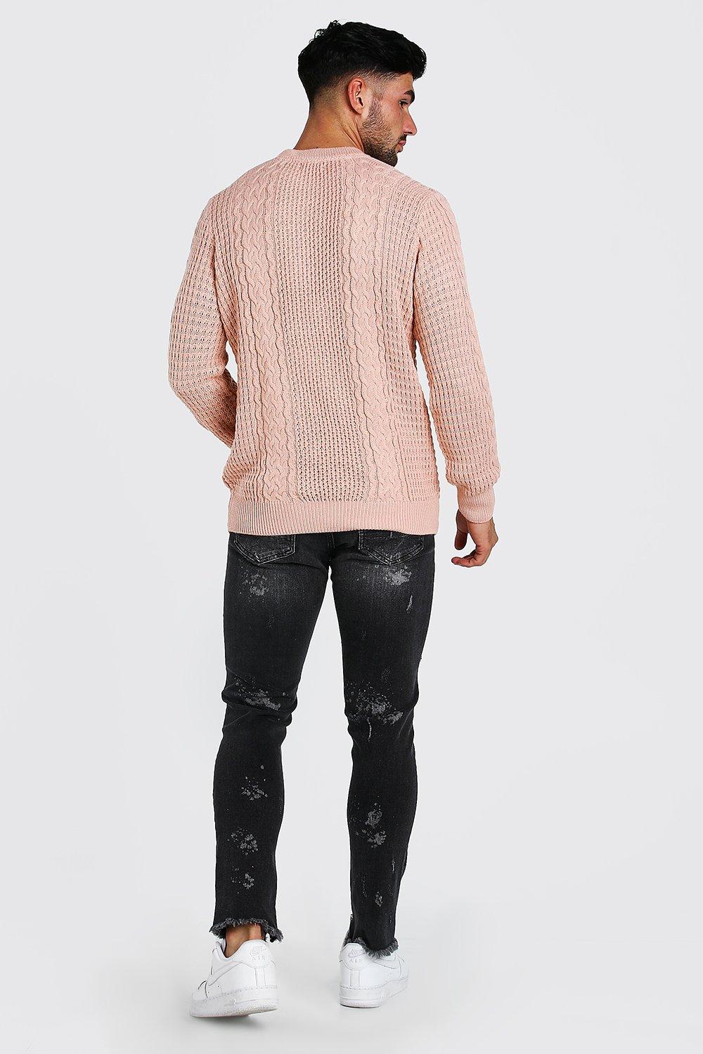 Cable Knitted Crew Neck Jumper boohoo NO